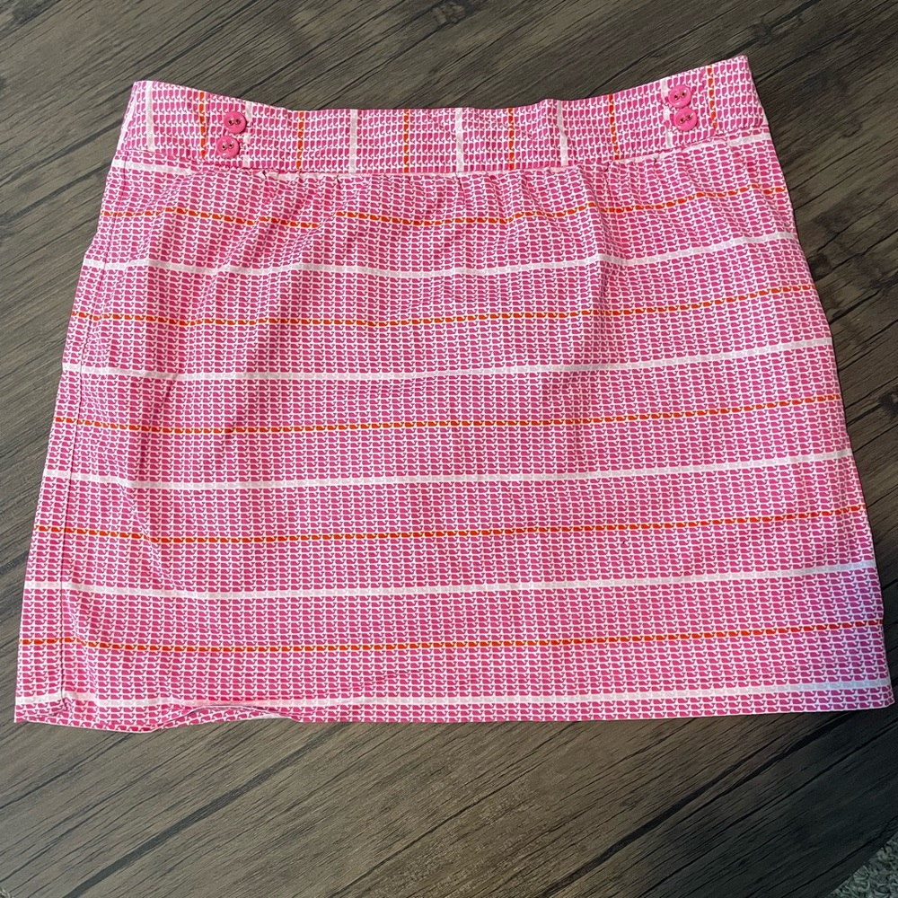 Vineyard Vines Pink and White Smocked Mini Pencil Skirt